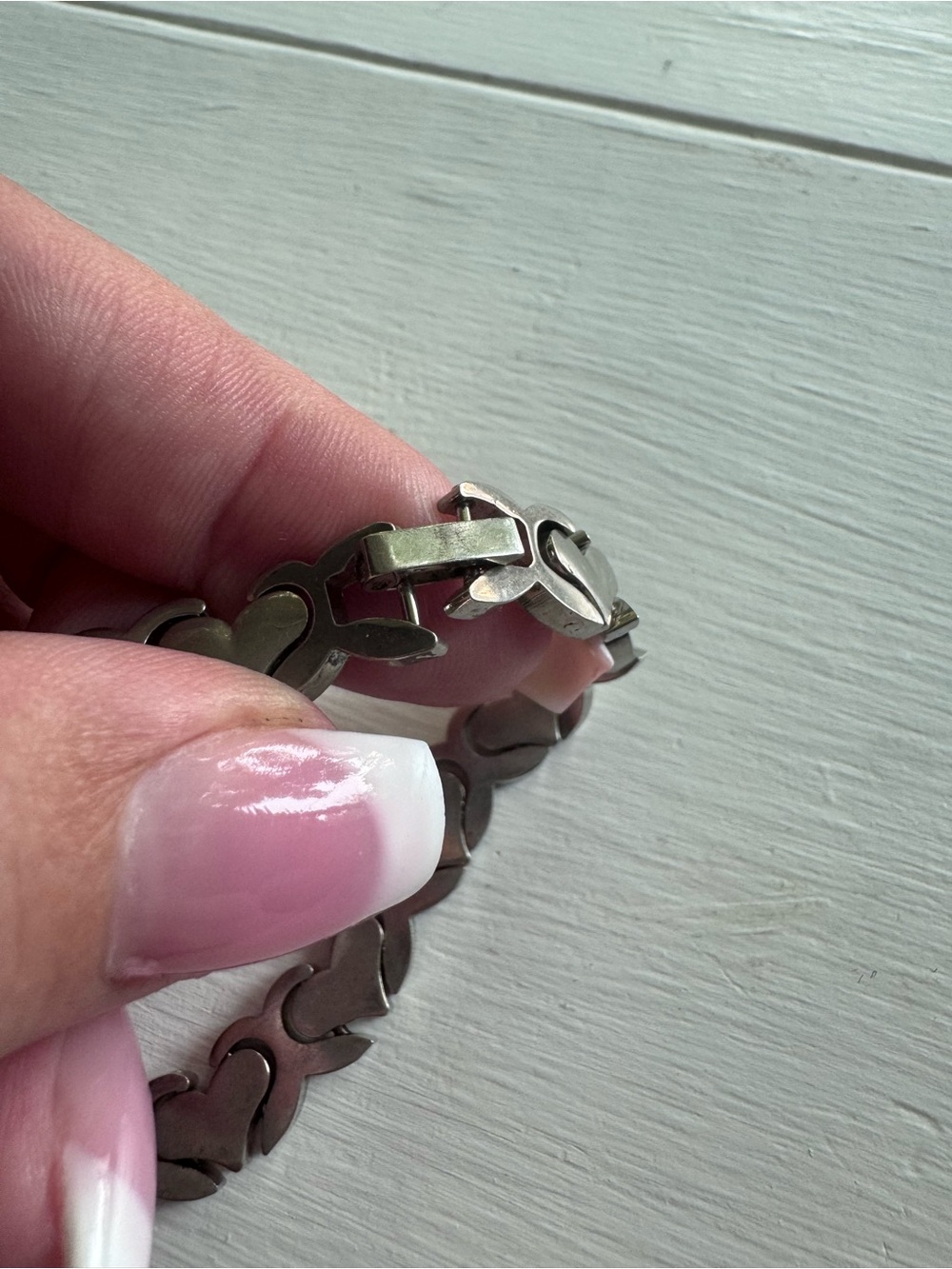 S925 Vintage Silver Heart Link Bracelet - Picture 4 of 5